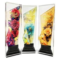 Custom Thank You Award Plaque – Personalized Crystal Rose Gift for Teacher, Boss