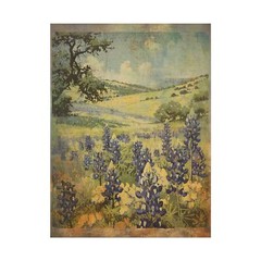 TEXAS BLUEBONNET Wall Art, Retro Botanical Home Decor, State Flower Poster Print