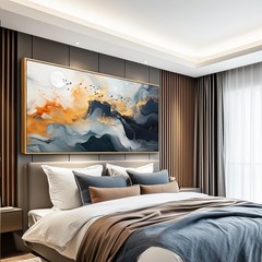 Abstract Wall Art 30x60inch Framed Marble Fluid Art with Gold Foil – Home Decor