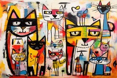 15624.Wall Decor Poster.Interior Art.Mallette Colorful Abstract Cat Art