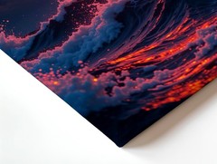 Wall Art Red Full Moon Ocean Waves Night Sky Seascape Canvas Print Modern Decor