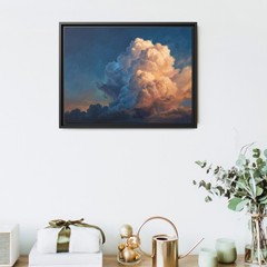 Dramatic Sunset Cumulus Cloud Wall Art, Billowing Peach And Gold Sky Canvas Art