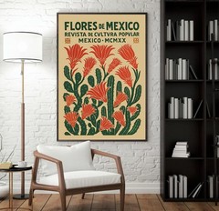 Flores De Mexico Wall Art, Mexican Folk Art Print, Vintage Botanical Poster