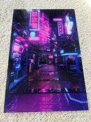 24×16 Cyberpunk Neon City Acrylic Wall Art – Tokyo Street Japan