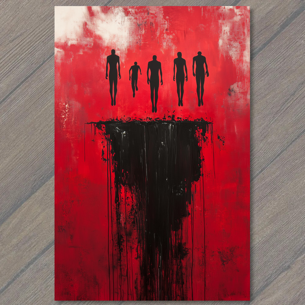 Art Print Floating Figures Black Drip Red Abstract Surreal Horror Dark