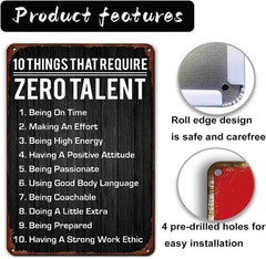 Tin Metal Signs 10 Things That Require Zero Talent Wall Art Motivational Poster