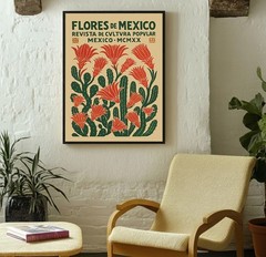 Flores De Mexico Wall Art, Mexican Folk Art Print, Vintage Botanical Poster