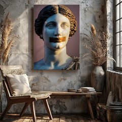 Wall Art Close-up Of A Classical Marble Bust Of A Female Figure Canvas Print