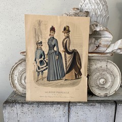 Historical REFERENCE 1886 French Fashion antique French Illustration toned draw