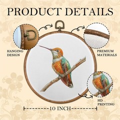 Farmhouse Hummingbird Wall Art Decor, Rustic Nature Wildflower Bird Round Wal…
