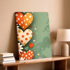 Wall Art Floral Heart Print Polka Dot Daisy Poster Romantic Mint Green Decor
