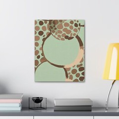 Wall Art Decor – Canvas Print Artwork – Mint Green and Brown Spotted Illustratio