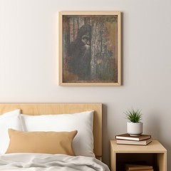 Vintage BIGFOOT FOREST Wall Art, Sasquatch Tree Decor, Cryptid Nature Art Poster