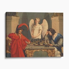 Faust And Mephistopheles Playing Chess Canvas Print Wall Art