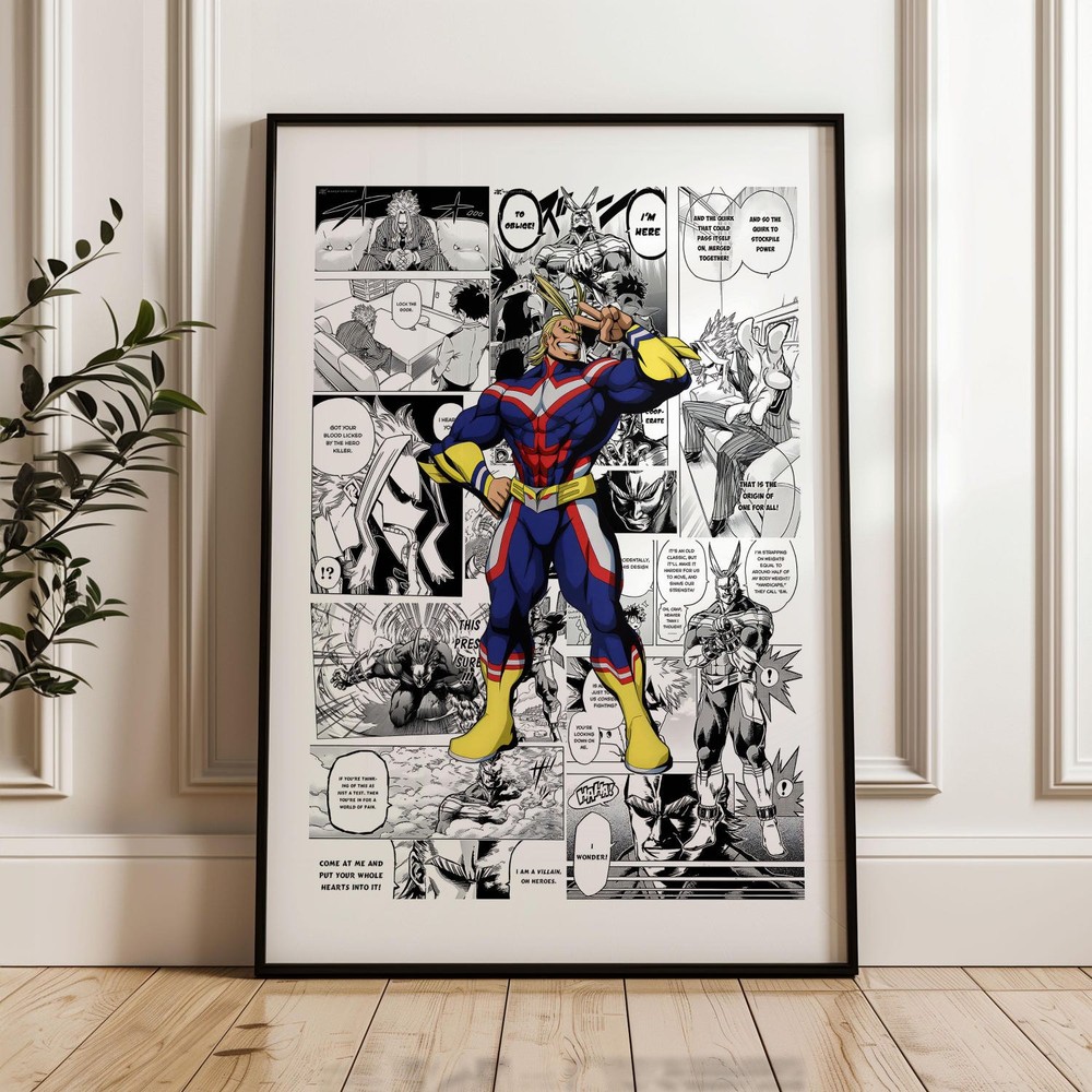 All Might Manga Panels Poster | My Hero Academia Anime Wall Art Print