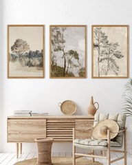 UPWOIGH Large Framed Wall Art, Set of 3 Vintage Muted Landscape Prints, 16×24…