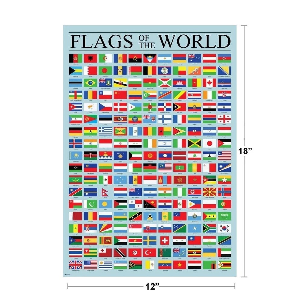 Flags of the World Classroom Reference Chart National Poster 12×18