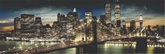 New York City Skyline Huge 21″X62″w Paper Wall Art Poster , Night Scene# 3201