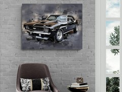 1969 Chevrolet Camaro RS SS Canvas Print, Vintage Muscle Car Wall Art Decor