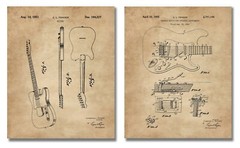 Unique Guitar Lovers Gifts Men Women 8 UNFRAMED Diagram Patent Art Prints (8×10)