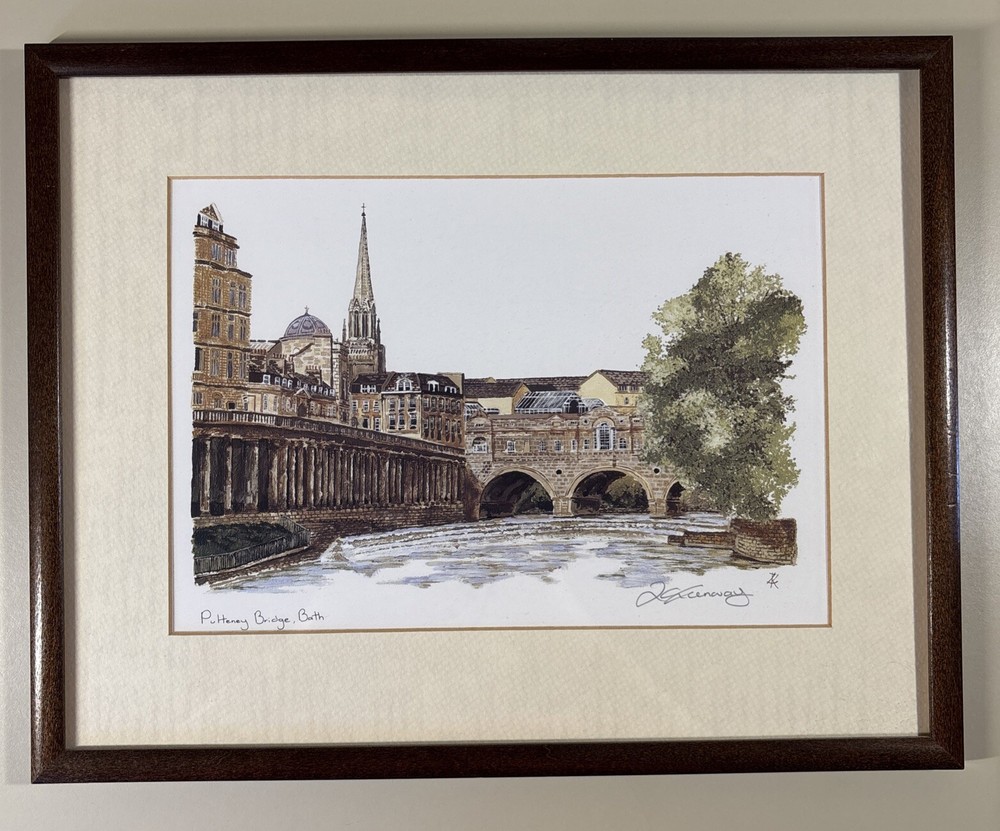Vintage Zoe Kenway Framed Print Pulteney Bridge, Bath 14.5”x11.5”