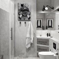 Funny Bathroom Wall Art Set of 2 – Black and White Vintage Humor Wall Decor, …
