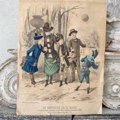 Historical REFERENCE 1886 French Fashion antique French Illustration toned draw