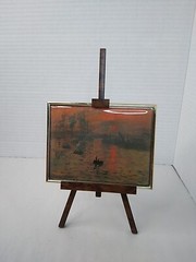 Tabletop Monet Print Framed Easel Boats Water Sunset