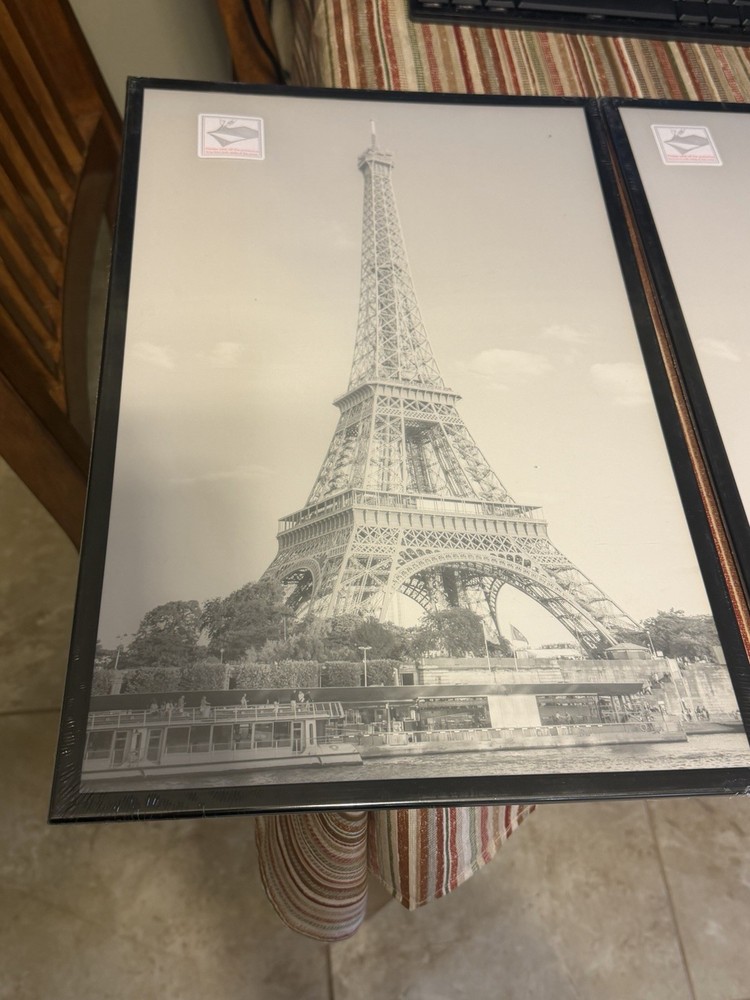 QOTIB 15×22 Black Picture Frame Wall Hanging Eiffel Tower Paris Print New