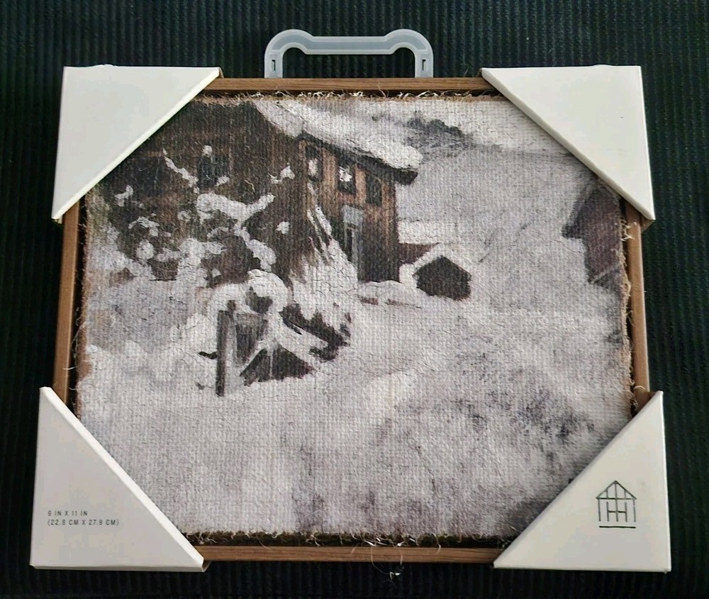 Hearth & Hand Magnolia 9”x11” Snowy Cottage Burlap Framed Holiday 2025 Wall Art