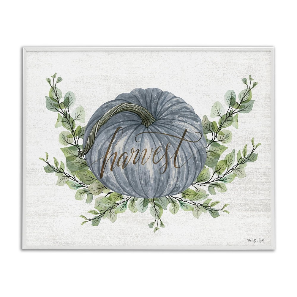 Blue Harvest Pumpkin Framed Giclee Art Design by Cindy Jacobs