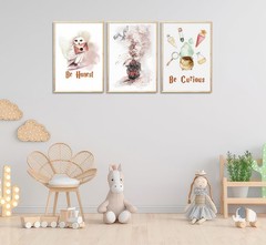 3Pcs Owl Express Train Magic Canvas Wall Art Vintage 16L» x 12W», Poster