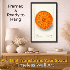 Vintage Botanical Fruit Illustration Poster Framed 11×17 – Bael Fruit Art Print