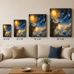 God Creating Sun Moon and Stars Canvas Wall Art Genesis Creation Christian Relig