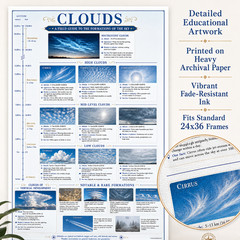 Cloud Identification Unframed Poster 24×36 – Weather Reference Chart