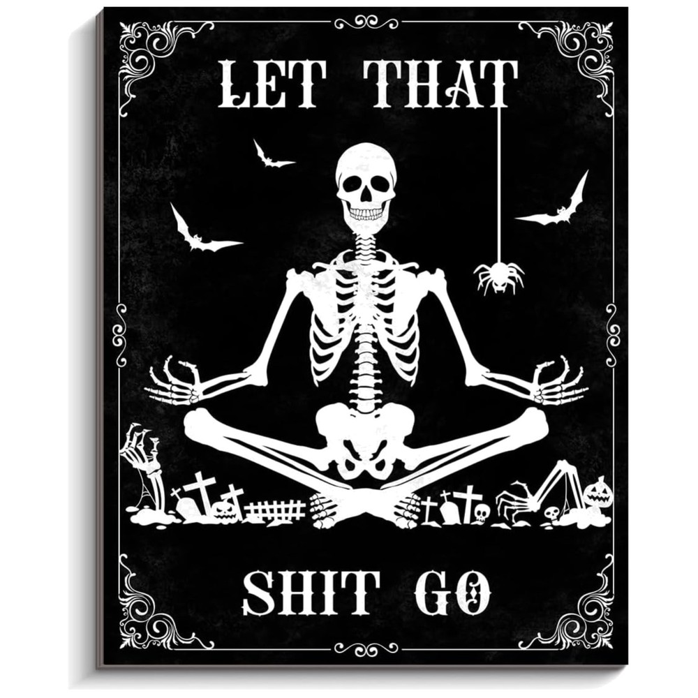 Black Skull Wall Hanging for Bathroom Decor