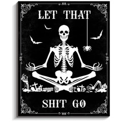 Black Skull Wall Hanging for Bathroom Decor