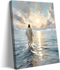 Jesus Canvas Wall Art, Christian Wall Decor of Jesus Walking on Water, Inspir…