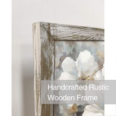 Wall Art Painting Artwork Picture: Neutral Floral Wood Panel Framed Ready to …