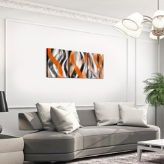 Geometric Stripes Wall Art 3 Piece Modern Abstract Wall Decor Black Grey Oran…