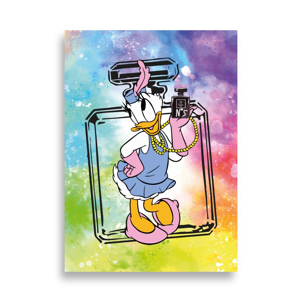 Daisy Duck Pop Art Bild Chanel No 5 Parfüm Disney Fashion Poster Wandbild Deko