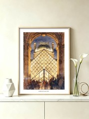 Set of 2 Paris Sacre Coeur Montmartre Louvre Museum Watercolor Art Print 12X16″