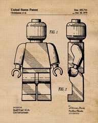 Interlocking Figure Patent Prints, 6 (8×10) Unframed Photos, Wall Art Decor f…