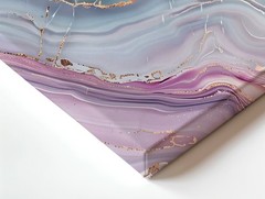Wall Art Pink Blue Abstract Marble Agate Canvas Print Gold Vein Decor 30×60