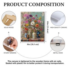 Bohemian Wildflower Vase Wall Art, Colorful Boho Floral Printing Artwork, Aes…