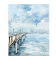 16×20 Storm Over Pier Beach Coastal Canvas Print Wall Art