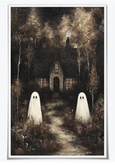 Ghosts In Moonlight By Cottage 12.5×16.25” Canvas Wall Art Poster Halloween