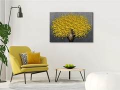 Stunning 3D Floral Oil Painting – Large Yellow Flowers for Living Room Walls
