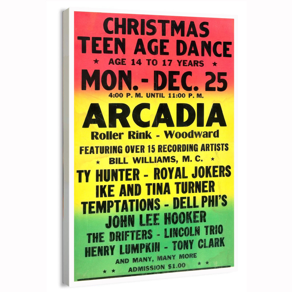 1961 John Lee Hooker, Ike & Tina Turner – Arcadia Roller Rink, Poster or Canvas
