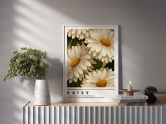 Vintage Daisy Flower Botanical Art Print Cottagecore Wall Decor Floral Poster